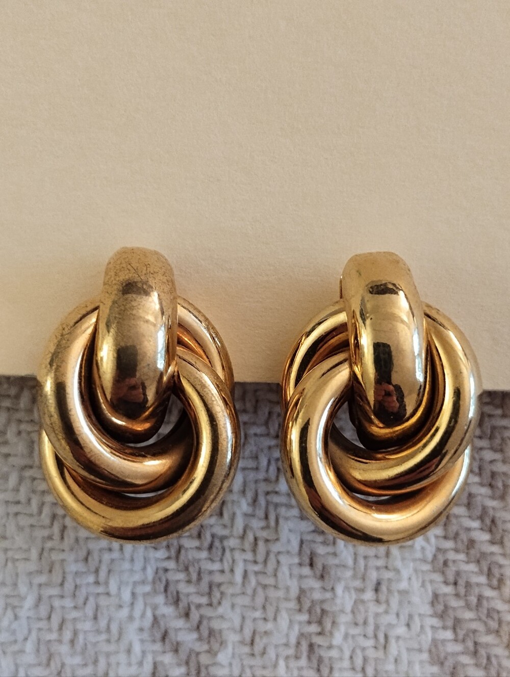 Vintage Napier Gold Tone Love Knot Screw Back Earrings